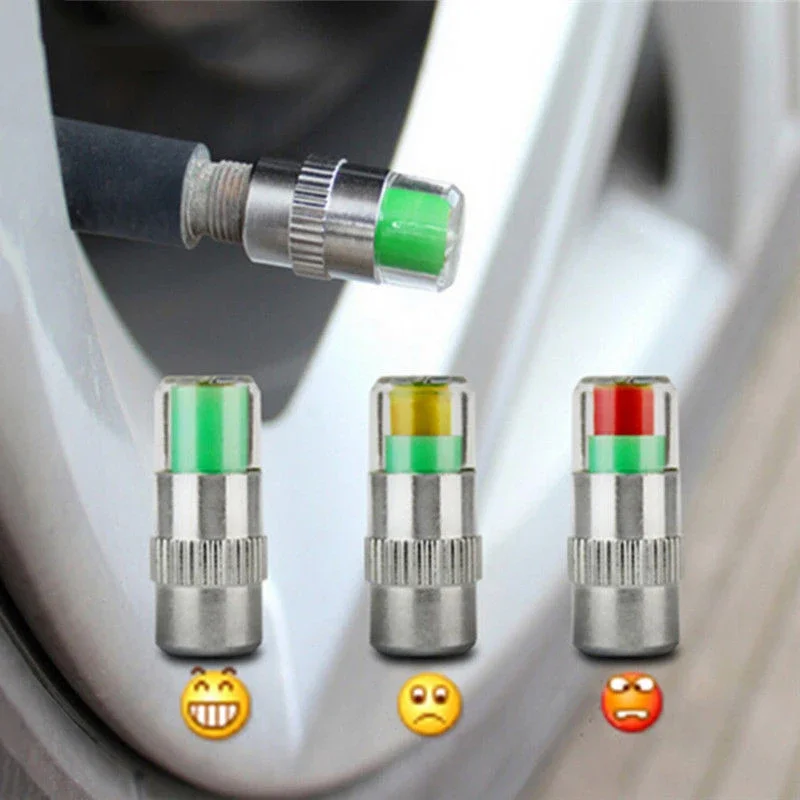 NEW 2/4pcs Car Tire Pressure Indicator Tire Pressure Gauge Indicator Alert Monitoring Valve Cap Sensor External Valve Detection